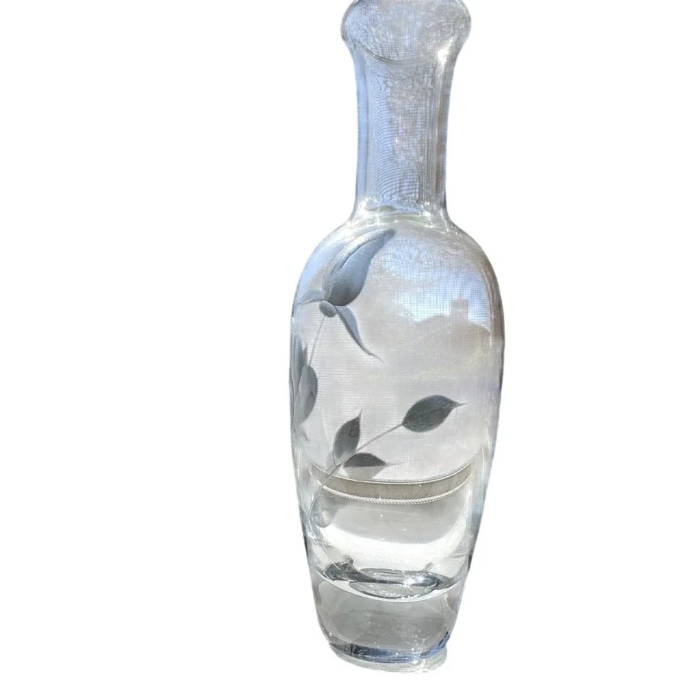 Lenox Crystal Bud Vase Etched Floral Clear Glass Flower Vase 8‎ Inch